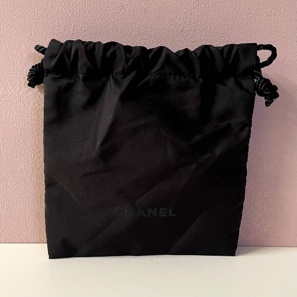 CHANEL Black Mini Draw String Sample Pouch EUC - Picture 1 of 5